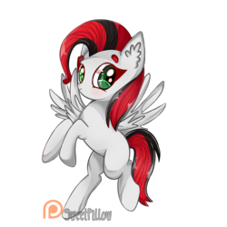 Size: 1600x1600 | Tagged: safe, artist:vixelzf, oc, oc only, oc:cyber sky, pegasus, pony, commission, cute, female, flying, green eyes, looking at you, mare, patreon, patreon logo, raised hoof, simple background, smiling, solo, spread wings, transparent background