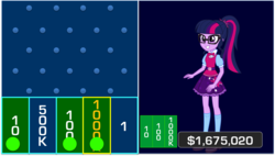 Size: 1518x862 | Tagged: safe, sci-twi, twilight sparkle, equestria girls, g4, bagatelle, female, game show, solo, the wall