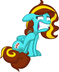 Size: 600x739 | Tagged: safe, artist:smokeymcdaniel, oc, oc only, oc:ilovekimpossiblealot, pegasus, pony, behaving like a dog, female, gritted teeth, itchy, mare, scratching, simple background, solo, transparent background