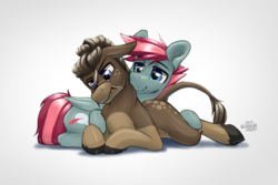 Size: 1920x1280 | Tagged: safe, artist:northernsprint, oc, oc only, oc:cascade script, oc:klonk the donk, donkey, pegasus, pony, cuddling, gay, male, neck biting, northernsprints warmup raffles, scrunchy face, shipping, snuggling