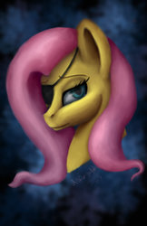 Size: 1024x1583 | Tagged: safe, artist:allforyouart, fluttershy, pony, g4, bust, eyepatch, female, portrait, solo