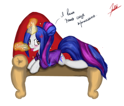 Size: 2646x2271 | Tagged: safe, artist:gluxar, oc, oc only, pony, unicorn, female, high res, lying down, magic, mare, prone, russian, solo