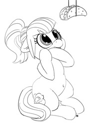 Size: 1280x1662 | Tagged: safe, artist:pabbley, sonata dusk, pony, equestria girls, g4, belly button, cute, female, food, monochrome, ponified, seems legit, simple background, solo, sonatabetes, sonataco, taco, that girl sure loves tacos, that pony sure does love tacos, that siren sure does love tacos, white background