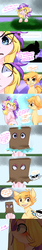 Size: 1280x7680 | Tagged: safe, artist:sugarberry, princess skyla, oc, oc:twit, earth pony, pony, unicorn, g4, alternate design, bag, bag on head, comic, earth pony oc, high res, paper bag, skyla-diaries, species swap