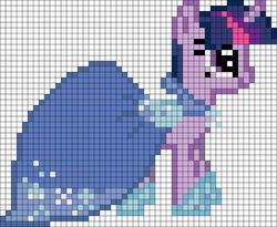 Size: 736x603 | Tagged: artist needed, safe, twilight sparkle, pony, unicorn, g4, the best night ever, clothes, dress, female, gala dress, grid, pixel art, solo