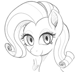 Size: 906x847 | Tagged: safe, artist:grissaecrim, rarity, pony, g4, bust, female, missing horn, monochrome, portrait, solo