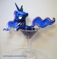 Size: 3456x3608 | Tagged: safe, artist:earthenpony, princess luna, pony, g4, craft, cup, cup of pony, female, high res, micro, photo, sculpture, solo, traditional art