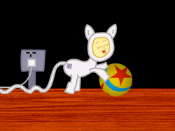 Size: 2048x1536 | Tagged: safe, artist:employeeamillion, ball, electrical outlet, inanimate object, luxo, luxo jr., pixar, ponified