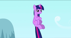 Size: 1360x730 | Tagged: safe, screencap, twilight sparkle, pony, g4, the ticket master, crossed hooves, female, mare, solo, unamused
