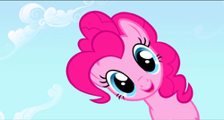 Size: 1360x730 | Tagged: safe, screencap, pinkie pie, earth pony, pony, g4, season 1, the ticket master, cloud, cute, diapinkes, female, female pov, looking at you, mare, offscreen character, offscreen female, open mouth, pov, smiling, solo