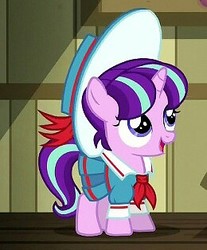 Size: 260x314 | Tagged: safe, screencap, snowfall frost, starlight glimmer, pony, a hearth's warming tail, g4, cropped, female, filly, solo