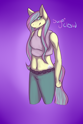 Size: 1024x1524 | Tagged: safe, artist:toxict3ddybear, oc, oc only, oc:sugar cloud, earth pony, anthro, anthro oc, belly button, midriff, solo