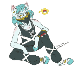 Size: 2000x2000 | Tagged: safe, artist:php154, oc, oc only, oc:pencil smoker, unicorn, anthro, unguligrade anthro, arm hooves, high res, hooves, piercing, poké ball, pokémon, simple background, solo, team skull, transparent background, unshorn fetlocks