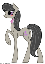 Size: 804x1145 | Tagged: safe, artist:basykail, octavia melody, earth pony, pony, g4, backwards cutie mark, blushing, bowtie, concave belly, female, lanky, raised hoof, simple background, skinny, solo, thin, transparent background