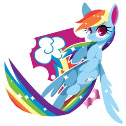 Size: 2449x2449 | Tagged: safe, artist:snow angel, rainbow dash, pony, g4, cutie mark, female, flying, high res, looking at you, raised hoof, simple background, smiling, solo, transparent background