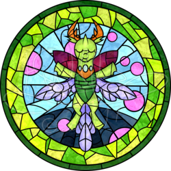 Size: 2428x2428 | Tagged: safe, artist:h-stallionwolf, thorax, changedling, changeling, g4, to where and back again, high res, king thorax, male, solo, stained glass, stained glass effect, watermark