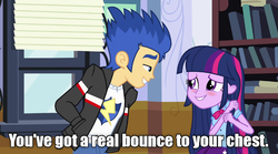 Size: 622x347 | Tagged: safe, edit, edited screencap, screencap, flash sentry, twilight sparkle, equestria girls, g4, my little pony equestria girls, blushing, gamer poop, pick-up line