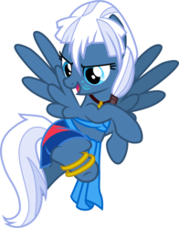 Size: 1001x1278 | Tagged: safe, artist:cloudy glow, night glider, pegasus, pony, g4, atlantis: the lost empire, clothes, clothes swap, cosplay, costume, crossover, disney, face paint, female, floating, kida, mare, open mouth, show accurate, simple background, solo, transparent background, vector
