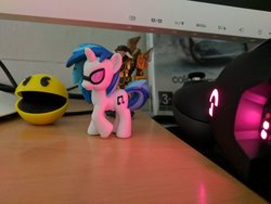 Size: 1024x768 | Tagged: safe, photographer:captaincakewalk, dj pon-3, vinyl scratch, g4, blind bag, female, irl, neon, pac-man, photo, toy, wub