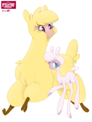 Size: 3000x4000 | Tagged: safe, artist:glitchkanin, paprika (tfh), pom (tfh), alpaca, lamb, sheep, them's fightin' herds, community related, simple background, transparent background