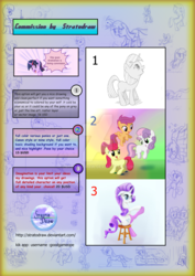 Size: 1024x1448 | Tagged: safe, artist:stratodraw, apple bloom, rarity, scootaloo, sweetie belle, twilight sparkle, oc, g4, cutie mark crusaders, request