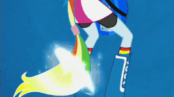 Size: 600x337 | Tagged: safe, screencap, rainbow dash, equestria girls, g4, my little pony equestria girls: rainbow rocks, animated, better than ever, boots, electric guitar, female, gif, guitar, musical instrument, ponied up, solo, wings