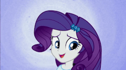 Size: 600x337 | Tagged: safe, screencap, rarity, equestria girls, g4, my little pony equestria girls: rainbow rocks, animated, better than ever, blouse, clothes, female, gif, hairclip, head tilt, headbob, jewelry, long hair, open mouth, ponied up, shaking, singing, smiling, solo, teenager, teeth, transformation