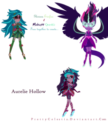 Size: 1296x1460 | Tagged: safe, artist:prettycelestia, gaea everfree, gloriosa daisy, sci-twi, twilight sparkle, oc, oc:aurelie hollow, equestria girls, g4, fusion, fusion:daisylight, fusion:gaea everfree, fusion:gloriosa daisy, fusion:midnight sparkle, fusion:sci-twi, fusion:twilight sparkle, magical geodes, midnight sparkle, this can only end well