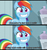 Size: 783x838 | Tagged: safe, screencap, rainbow dash, pony, g4, 2 panel comic, caption, comic, creepy rainbow dash, female, mare, rainbow dash is best facemaker, solo, text, waifu