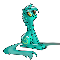 Size: 700x700 | Tagged: safe, artist:parflon2, lyra heartstrings, goo pony, original species, g4, :3, badumsquish approved, drawthread, female, goo ponified, looking at you, simple background, sitting, slime, smiling, solo, species swap, white background