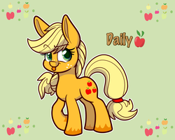 Size: 1000x800 | Tagged: safe, artist:heir-of-rick, applejack, earth pony, pony, daily apple pony, g4, :p, :t, apple, cute, female, food, green background, looking at you, raised eyebrow, simple background, smiling, solo, tongue out