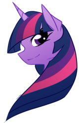 Size: 1276x2000 | Tagged: safe, artist:basykail, twilight sparkle, pony, g4, bust, female, portrait, simple background, smiling, solo