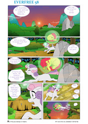 Size: 4545x6424 | Tagged: safe, artist:jeremy3, apple bloom, sweetie belle, earth pony, pony, comic:everfree, g4, absurd resolution, bridge, broken bridge, cliff, comic, falling, running