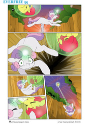 Size: 4131x5840 | Tagged: safe, artist:jeremy3, apple bloom, sweetie belle, earth pony, pony, comic:everfree, g4, absurd resolution, ascension, cliff, comic, falling