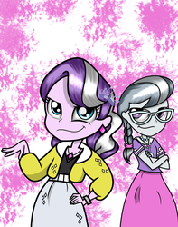 Size: 1024x1301 | Tagged: safe, artist:alligatorgummy, diamond tiara, silver spoon, equestria girls, g4, my little pony equestria girls: rainbow rocks, credits, shine like rainbows, smug