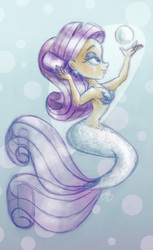 Size: 490x800 | Tagged: safe, artist:elera, rarity, mermaid, g4, belly button, blushing, female, midriff, pearl, solo, underwater