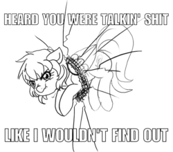 Size: 750x659 | Tagged: safe, oc, oc only, pegasus, pony, broken glass, cute, glass, heard you were talking shit, image macro, looking at you, meme, ponified, scrunchy face, solo