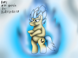 Size: 960x720 | Tagged: safe, artist:black stallion, oc, oc only, pegasus, pony, saiyan, commission, solo