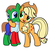 Size: 2880x2884 | Tagged: safe, applejack, oc, oc:ian, earth pony, pony, g4, base used, clothes, cowboy hat, duo, hat, high res, jacket, ms paint, simple background, stetson, white background