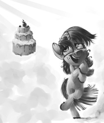 Size: 916x1080 | Tagged: safe, artist:v747, twilight sparkle, pony, g4, cake, female, food, monochrome, solo