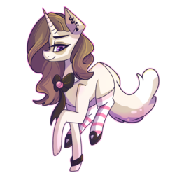 Size: 1000x1000 | Tagged: safe, artist:mentalphase, oc, oc only, oc:cookie crumb, pony, unicorn, clothes, female, mare, simple background, socks, solo, striped socks, transparent background