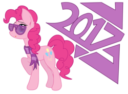 Size: 7598x5556 | Tagged: safe, artist:starstridepony, pinkie pie, earth pony, pony, g4, 2017, absurd resolution, clothes, female, glasses, scarf, solo, sunglasses