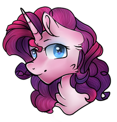 Size: 503x525 | Tagged: safe, artist:waterz-colrxz, pinkie pie, rarity, pony, unicorn, g4, bust, female, fusion, pinkity, portrait, simple background, solo, white background