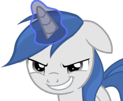 Size: 600x494 | Tagged: safe, artist:user-434, oc, oc only, oc:alex diamond, pony, unicorn, floppy ears, glowing horn, grin, horn, magic, simple background, smiling, solo, transparent background