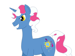 Size: 2048x1536 | Tagged: safe, artist:crimsonglow, oc, oc only, oc:party popper, pony, unicorn, male, offspring, parent:pinkie pie, parent:pokey pierce, parents:pokeypie, simple background, solo, stallion, transparent background, watermark