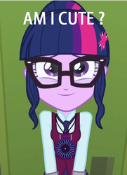 Size: 650x900 | Tagged: safe, edit, edited screencap, screencap, sci-twi, twilight sparkle, equestria girls, g4, my little pony equestria girls: friendship games, bronybait, caption, clothes, cropped, crystal prep academy uniform, cute, female, glasses, image macro, magic capture device, school uniform, solo, text, twiabetes