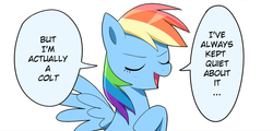 Size: 1024x490 | Tagged: safe, artist:ryuu, rainbow dash, pony, g4, cropped, male, rainbow blitz, rule 63, solo, trap