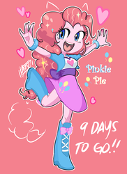 Size: 757x1039 | Tagged: safe, artist:aizy-boy, part of a set, pinkie pie, equestria girls, g4, boots, clothes, countdown, cute, female, happy, hype, nail polish, part of a series, pixiv, ponied up, skirt, solo