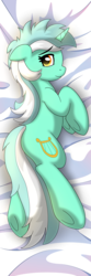 Size: 5906x17717 | Tagged: safe, artist:drawponies, lyra heartstrings, pony, g4, absurd resolution, body pillow, body pillow design, female, floppy ears, looking at you, looking back, lying down, prone, smiling, solo, sploot, underhoof
