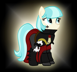 Size: 2195x2076 | Tagged: safe, artist:athos01, coco pommel, earth pony, pony, g4, adepta sororitas, armor, crossover, female, high res, mare, power armor, purity seal, simple background, solo, warhammer (game), warhammer 40k